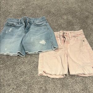 Art Class shorts 7/8 girls 7 8 pink and light blue distressed frayed preppy